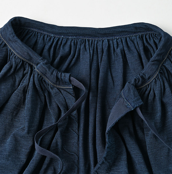 Indigo Supima Tenjiku Gathered Blouse Detail