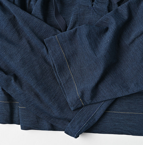 Indigo Supima Tenjiku Gathered Blouse Detail