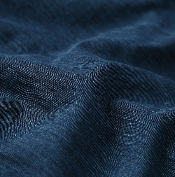 Indigo Supima Tenjiku Gathered Blouse Detail