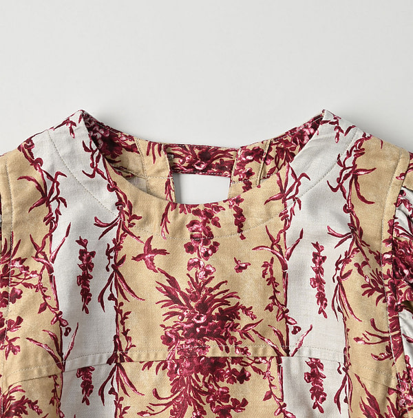 Chandelier Flower Print Puff Bridge Blouse Detail