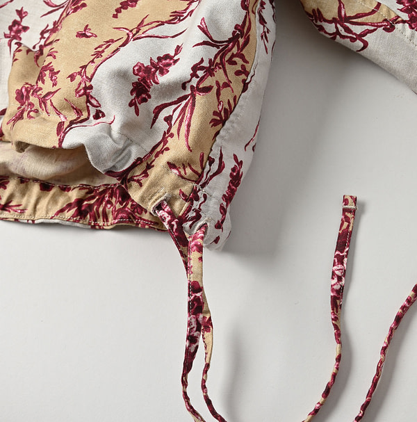 Chandelier Flower Print Puff Bridge Blouse Detail