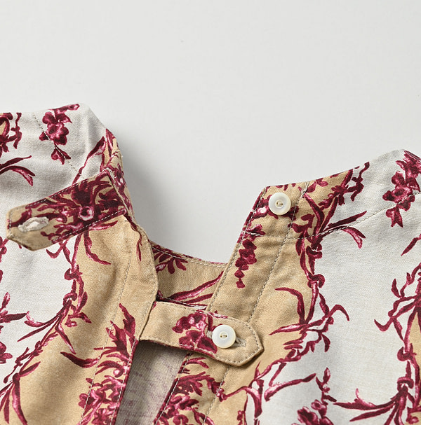 Chandelier Flower Print Puff Bridge Blouse Detail