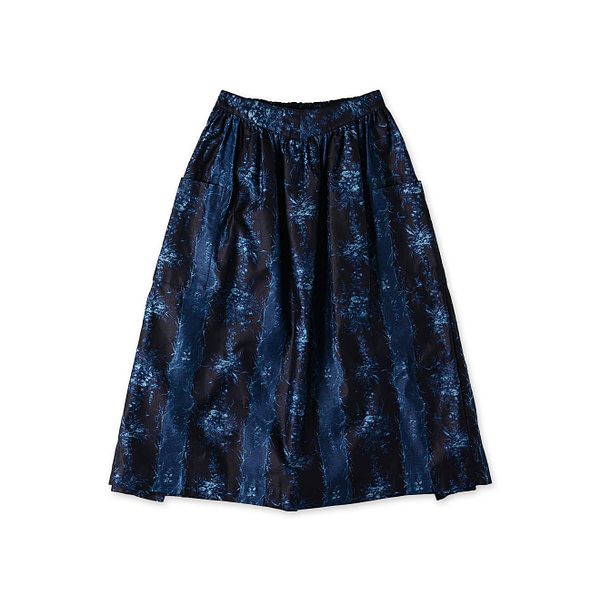 Indigo Chandelier Flower Print Apron Skirt