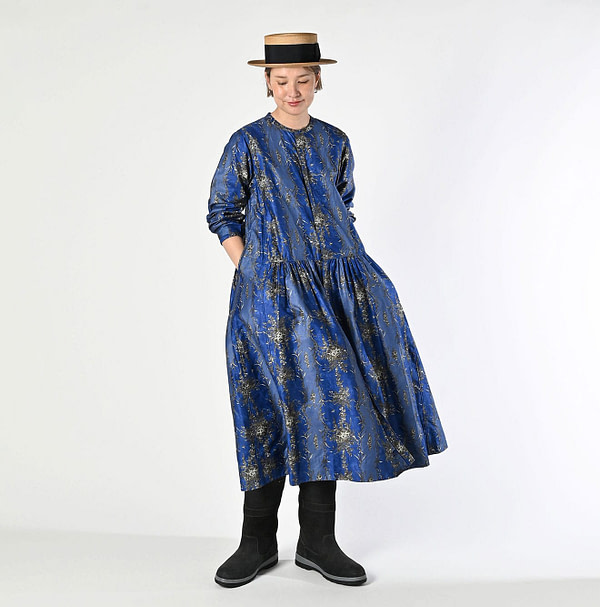 Chandelier Flower Print Gather Dress Female Model