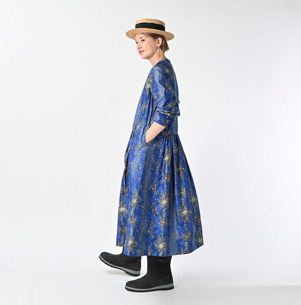 Chandelier Flower Print Gather Dress Female Model