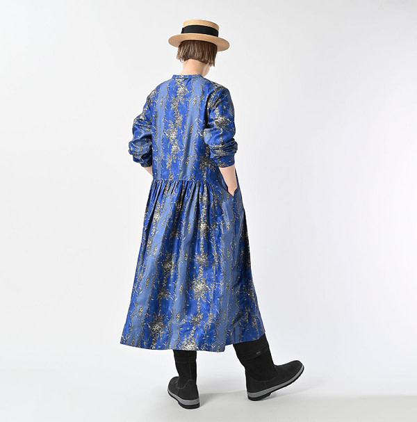 Chandelier Flower Print Gather Dress Female Model