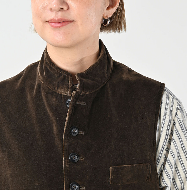 Velvet 908 Stand Collar Vest Detail