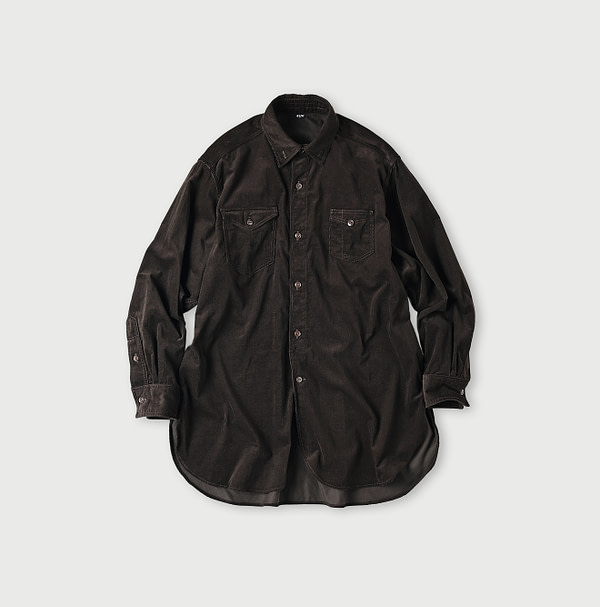 Pin Corduroy 908 Gatcha-Pocket Shirt Brown