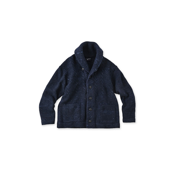 Cotton Shetland 908 Shawl Collar Navy