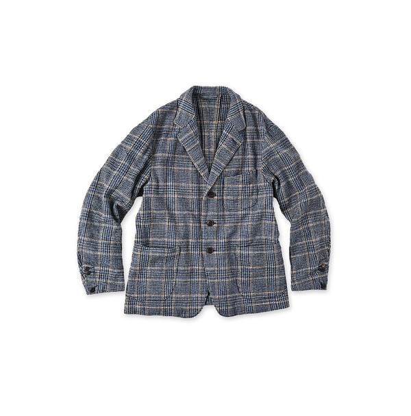 Indigo Cotton Tweed Miyuki Jacket MEN Indigo Glen Check