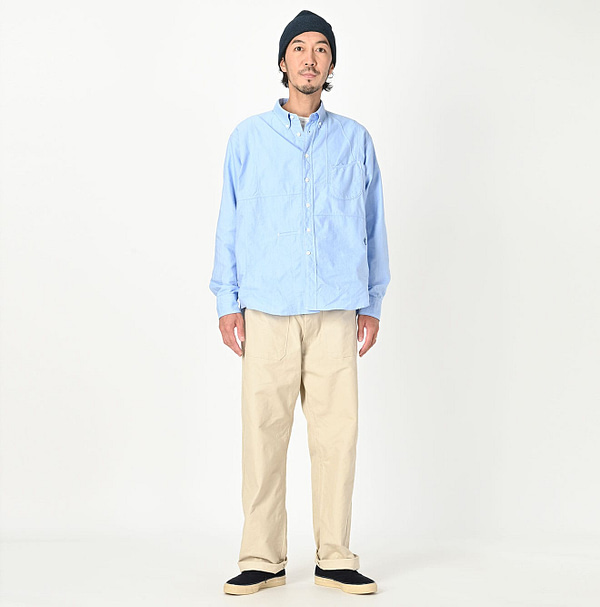 Supima Oxford 908 Ocean Canvas Shirt Male Model