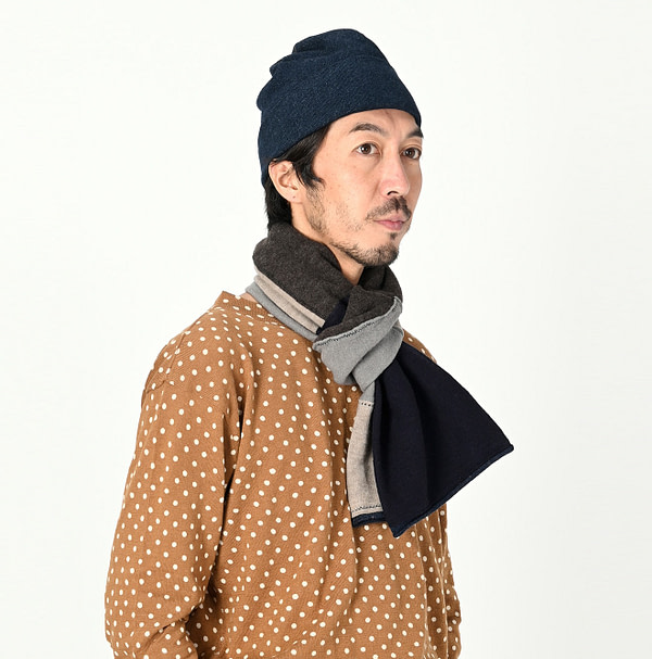 Pojagi Wool Knitsew Muffler Male Model