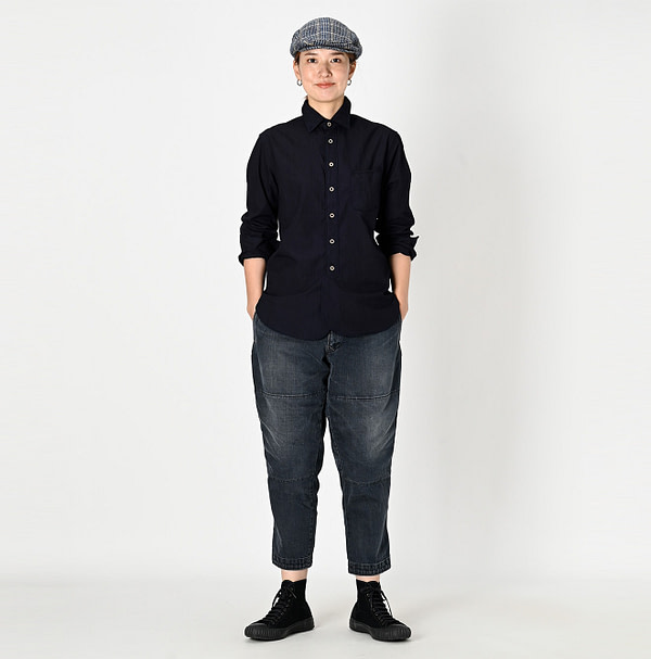 Indigo Supima Organic Baptiste 908 Loafer Shirt Female Model