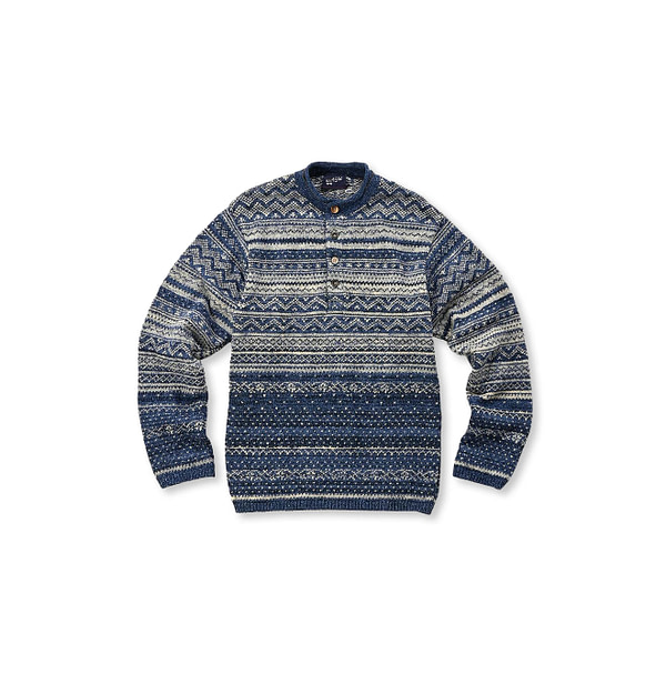 Indigo Nordic Cotton Jacquard 908 Henley Indigo Base