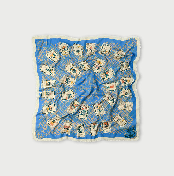 Supima Aya Calendar Flower Print Furoshiki Blue