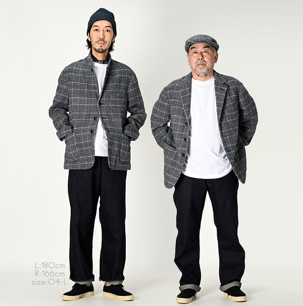 Indigo Cotton Tweed Miyuki Jacket MEN Male Models