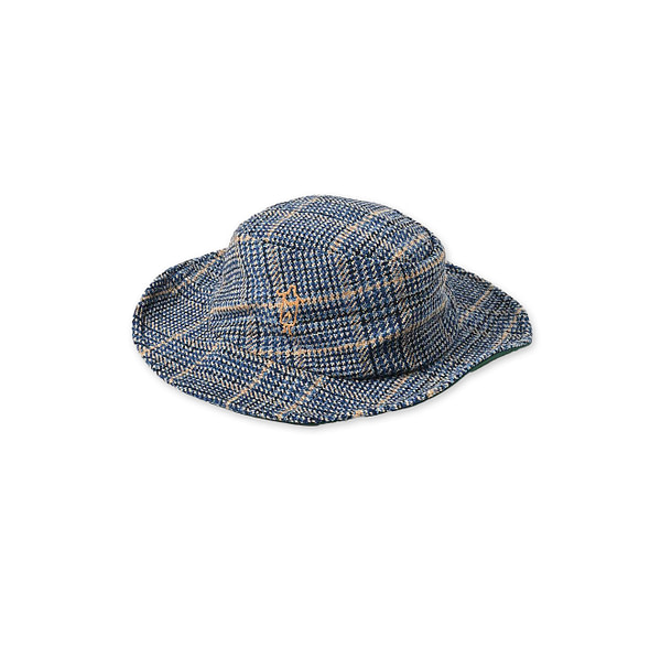 Indigo Cotton Tweed Concho Hat Indigo Glen Check