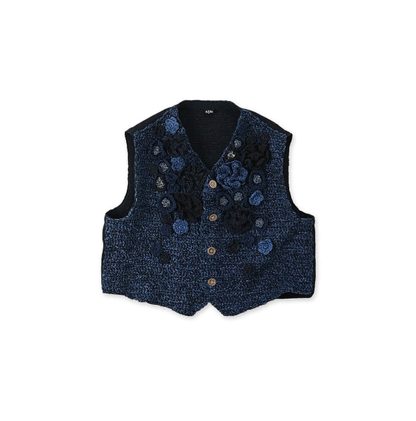 Indigo Cloche Flower Vest Indigo Flower