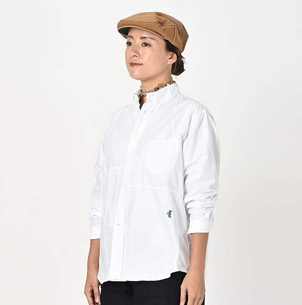 Supima Oxford 908 Ocean Canvas Shirt Female Model