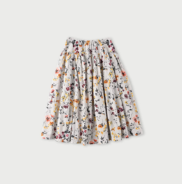 Winter Flower Print Easy Skirt Back