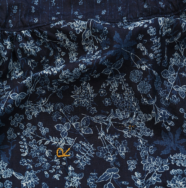 Indigo Hira Flower Mix Print Blouse Detail