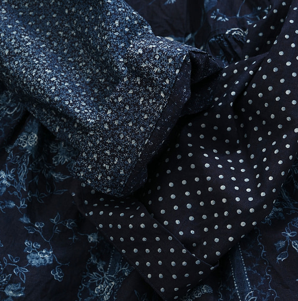 Indigo Hira Flower Mix Print Blouse Detail