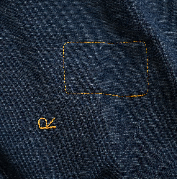 Indigo Dekoboko Tenjiku Outer T-shirt Detail