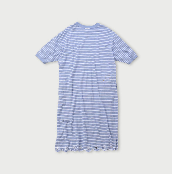 Oxford Kanoko Cotton Stripe Cutwork Dress Back