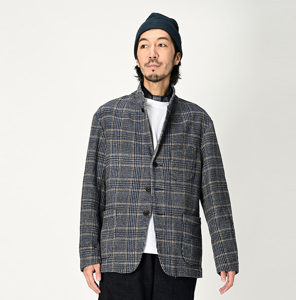 Indigo Cotton Tweed Miyuki Jacket MEN Male Model