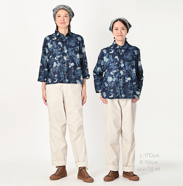 Indigo Doama Hira Garden Balsam Print Square Shirt Female Models