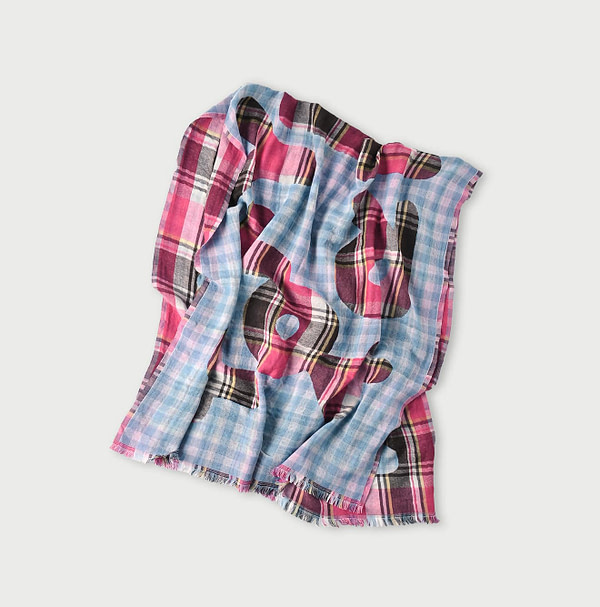 Wool Jacquard Stole Saxe Gingham