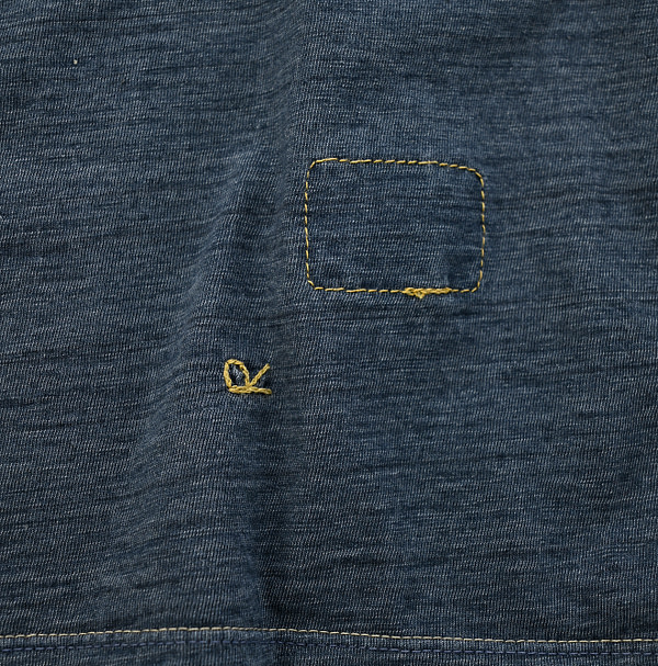 Indigo Dozume Tenjiku Cotton Square T-shirt Detail