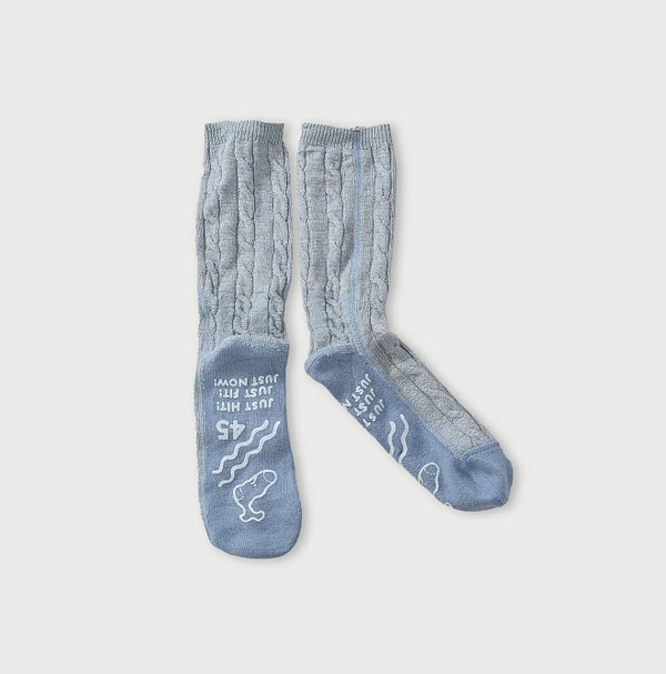 Yorimoku Cable Knitsew Socks Sky Color Moku