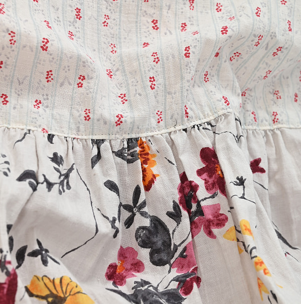 Indian Khadi Flower Mix Print Dress Detail