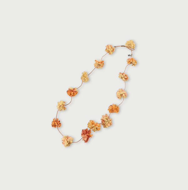 Indian Khadi Sprinkle Flower Necklace Orange