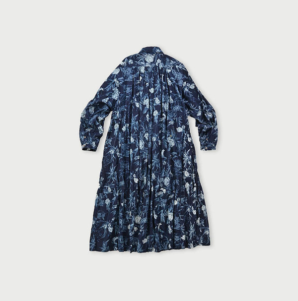 Indigo Doama Hira Garden Balsam Print Kushukushu Dress Back