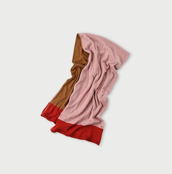 Gauze Tri-color Scarf Pink Roll