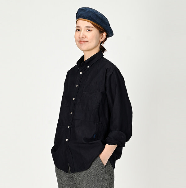 Indigo Supima OX 908 Ocean Sail Shirt Female Model