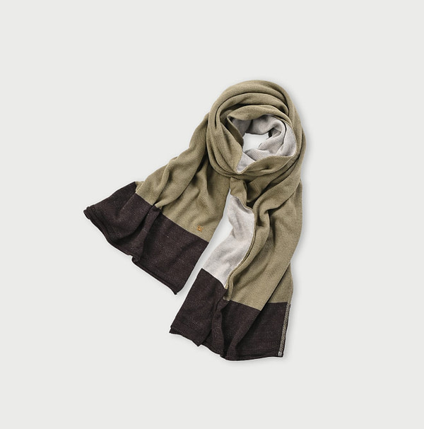 Gauze Tri-color Muffler Khaki