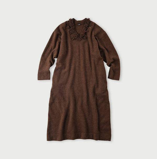 Float Boiled Wool Dress Brown Top