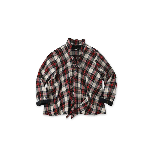 Indigo Zimba Flannel Check Frill Cache-Coeur Red Tartan Check