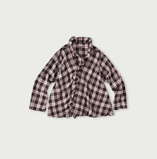 Indian Flannel Frill Cache-coeur Brown Check