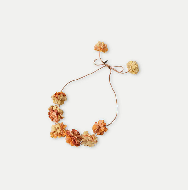 Indian Khadi Bouquet Flower Necklace Orange