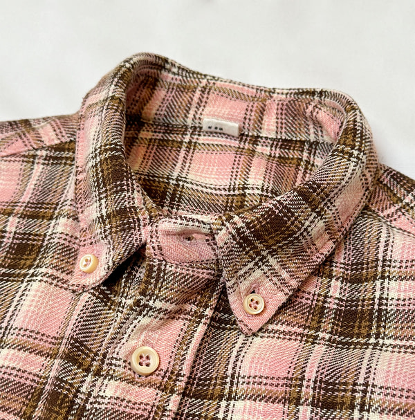 Green Check 908 Indian Flannel Ocean Shirt Detail