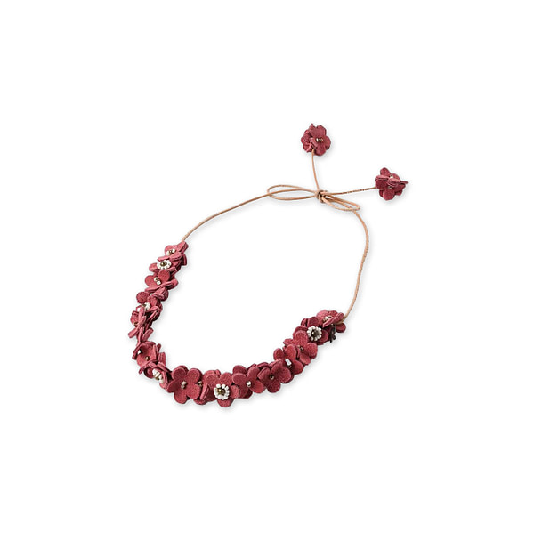 Suede Small Flower Choker Pink