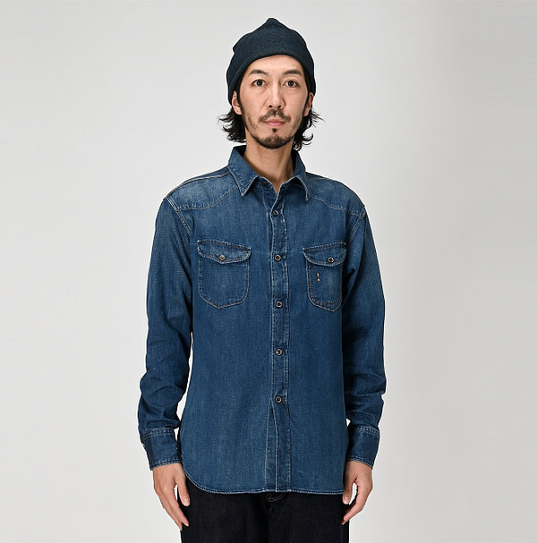 Shirts Denim 908 Eastern Shirt Denim Shou Male Model