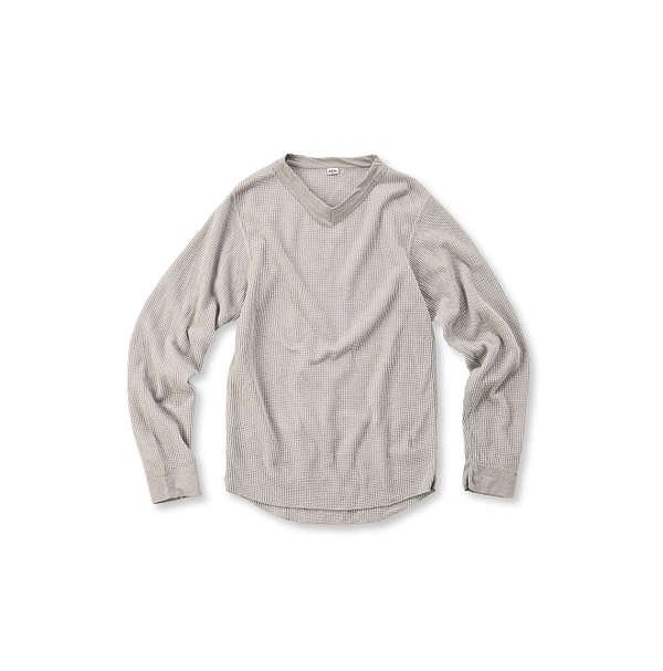 908 US Waffle V-neck Sandy Gray Moku