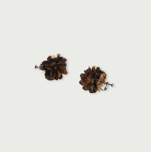 Indian Khadi Flower Earring Brown