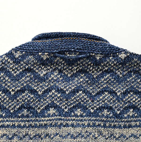 Indigo Nordic Cotton Jacquard 908 Henley Detail