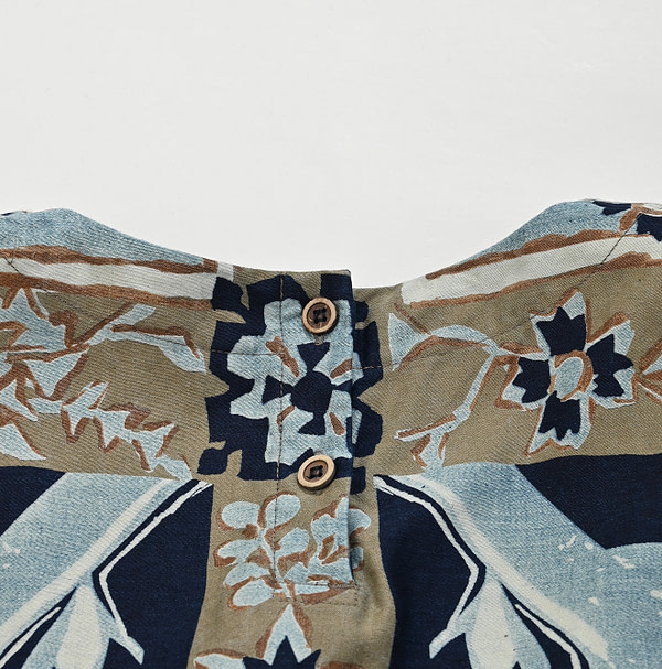 Indigo Chestnut Satin Holy Night Print Dress Detail